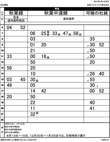 バス時刻表